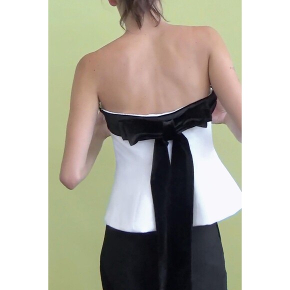Zara strapless bow top in black and white in women size large 9003/420 - Picture 5 of 16